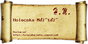 Holecska Máté névjegykártya